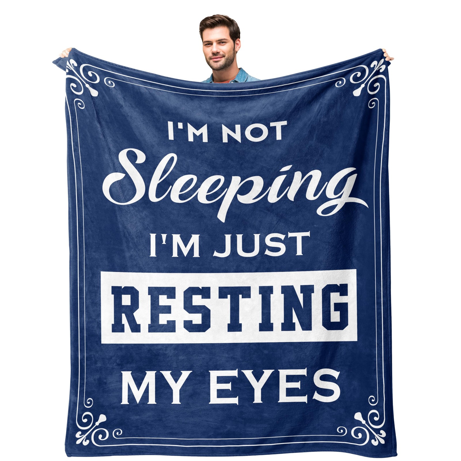 Funny Dad Blanket 50x60 I'm Not Sleeping I'm Just Resting My Eyes Gift
