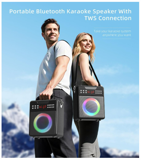 Sonida Karaoke Machine with 2 Wireless Microphones, Bluetooth Speaker