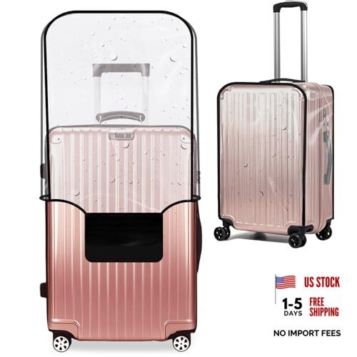 24-inch Luggage Cover Protector Clear PVC Waterproof Suitcase 24 inch black