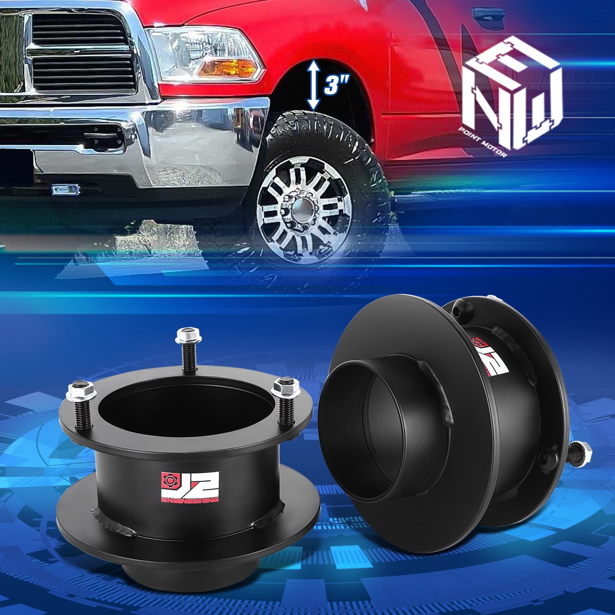 J2 For 03-13 Dodge Ram 2500 3500 4WD 3" Front Spring Spacers Leveling Lift Kit