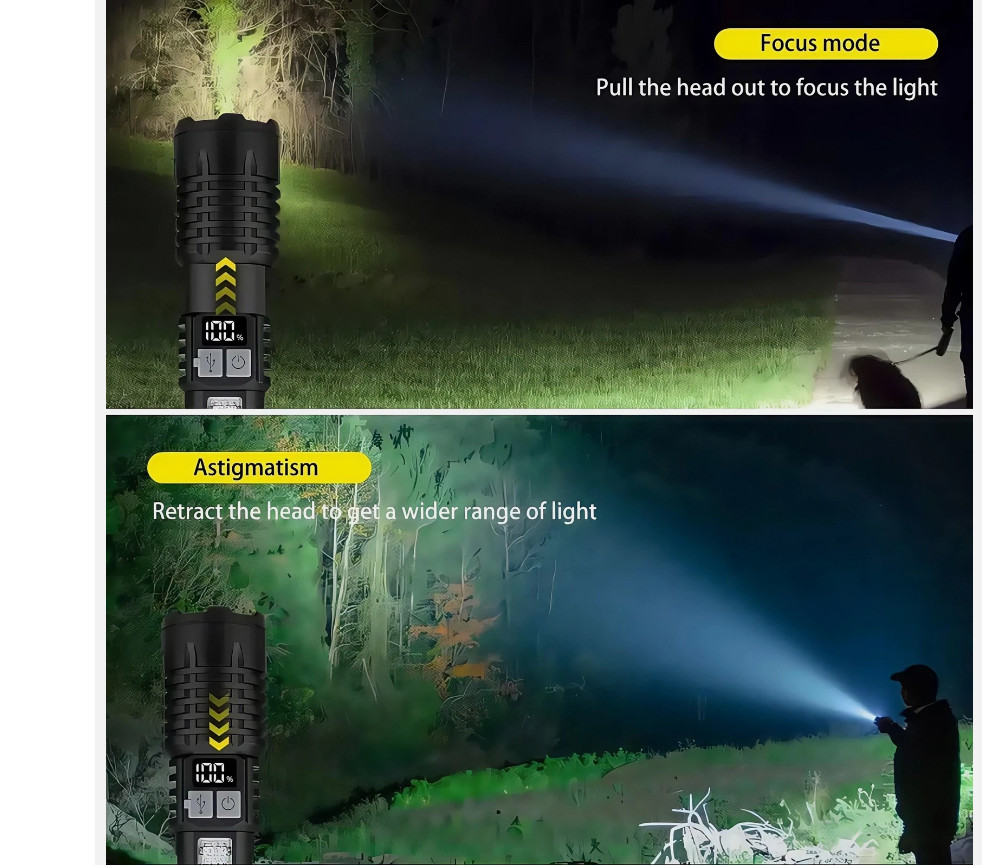 990000000 Lumen Super Bright LED Tactical Flashlight Rechargeable LED Work Light
