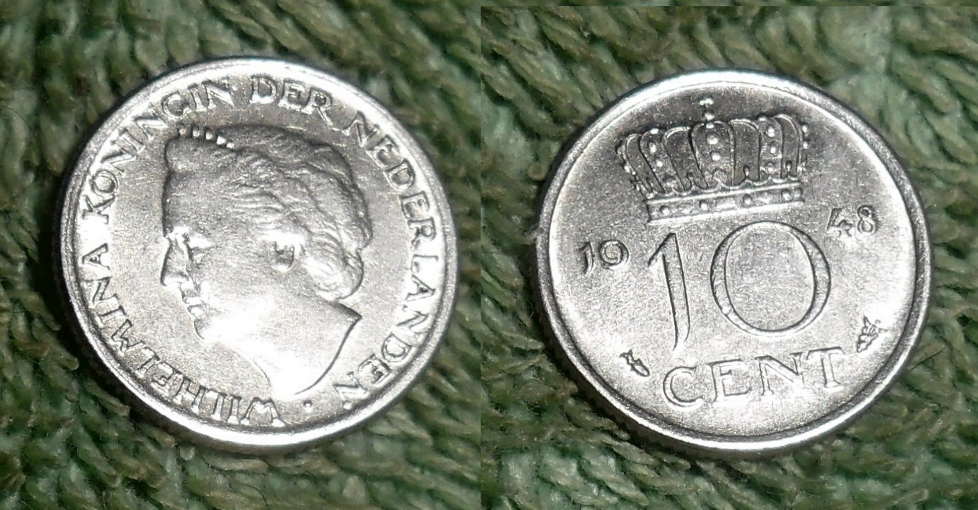 RFM 77401 World Coins Netherlands 1943 10 Cents XF Condition