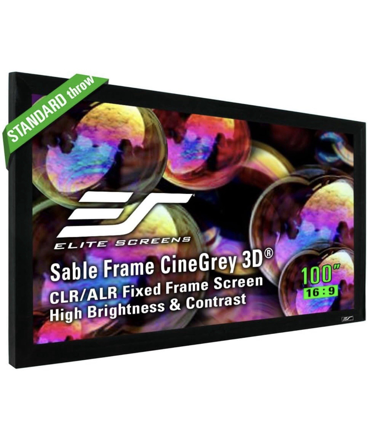 Elite Screens 100 inch CLR &ALR Projector Screen-Cinegray 3D ER120DHD3