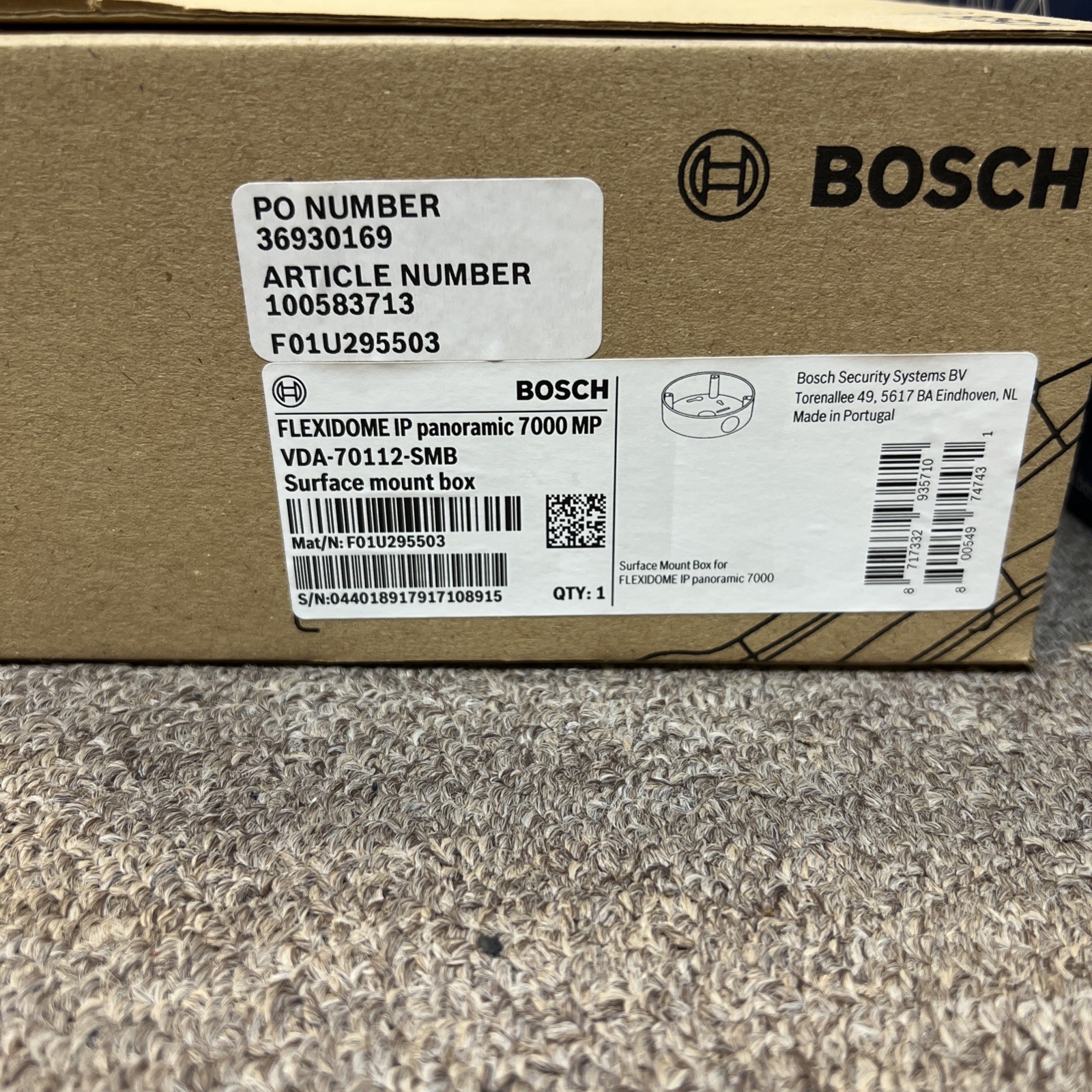 Bosch VDA-70112-SMB FLEXIDOME IP Panoramic 7000 MP Surface Mount Box New