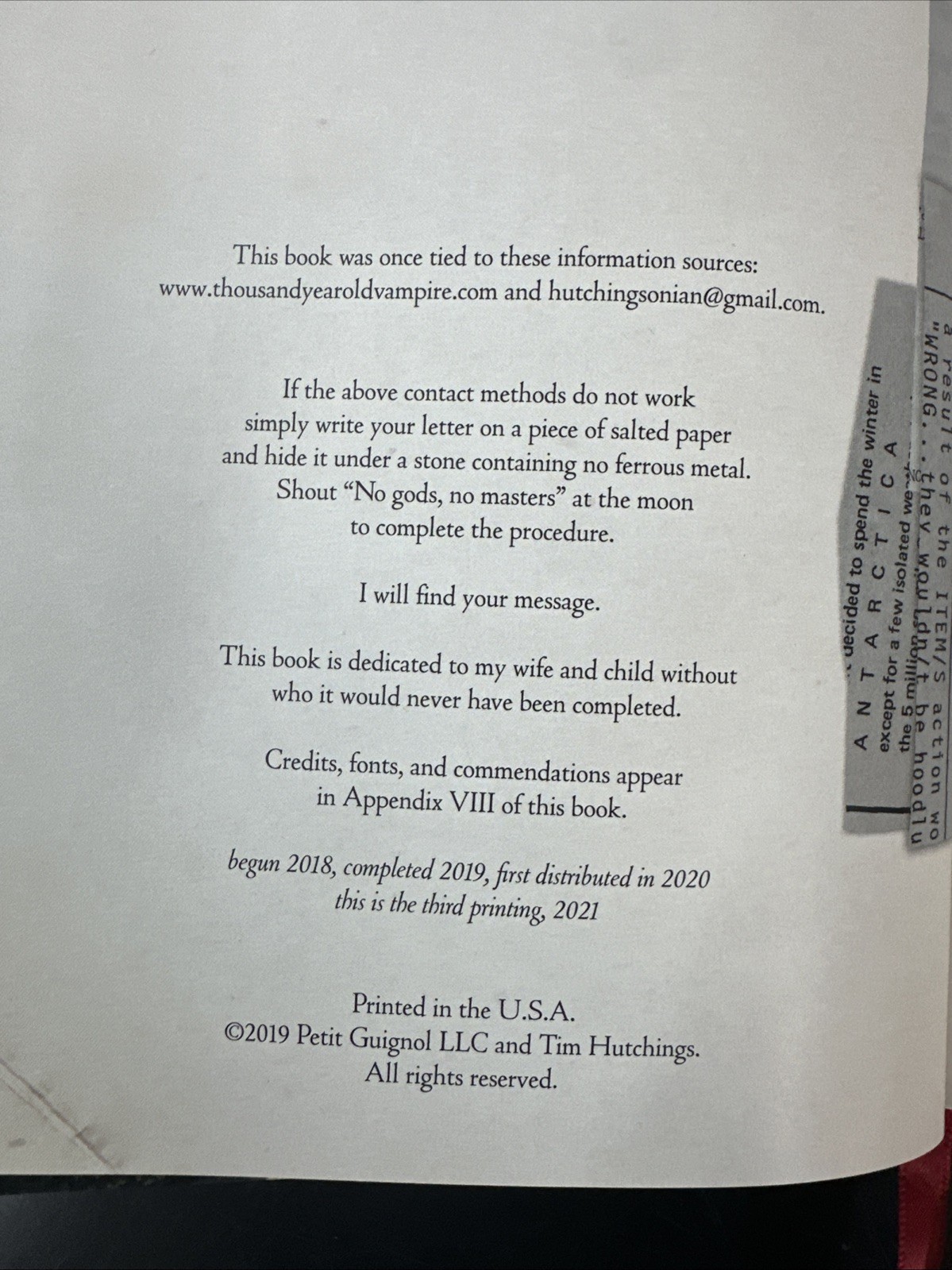 Thousand Year Old Vampire RPG Roleplaying Game Book