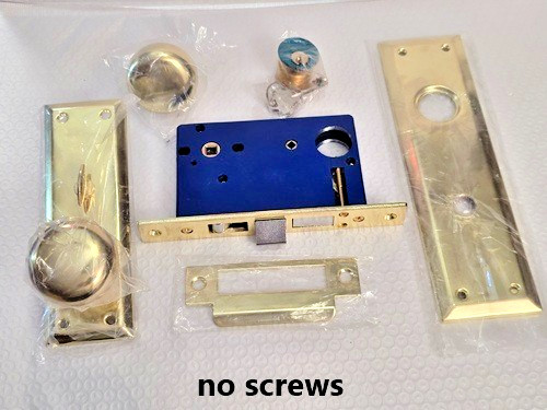 Premier Lock ML01 Brass Mortise Entry Left Hand Lock Set, (no screws) NEW
