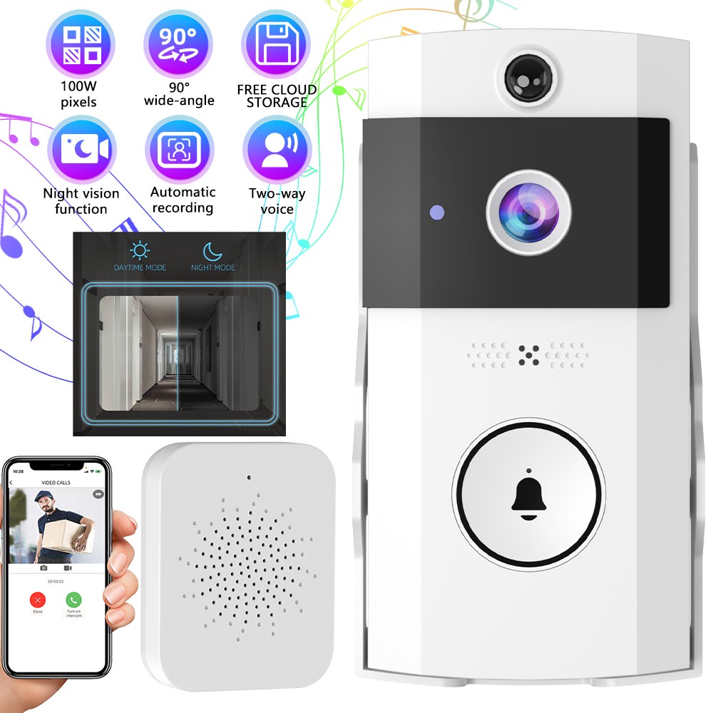Smart WiFi Video Doorbell Wireless Camera Intercom Voice Changer HD Night Vision
