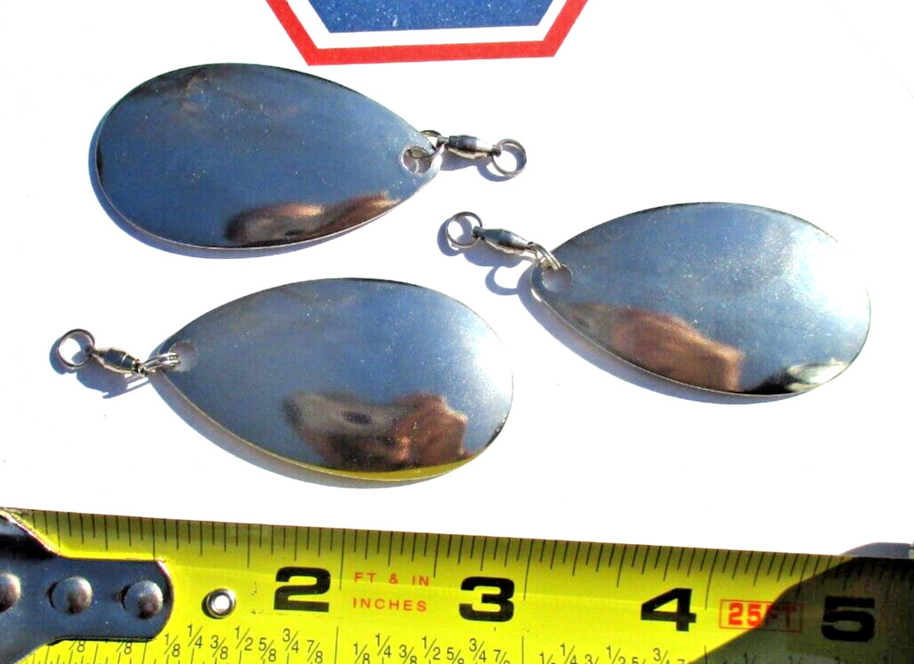 3ct Nickel #8 INDIANA Spinnerbait Blades + BALL BEARING SWIVELS Big Oval Blade