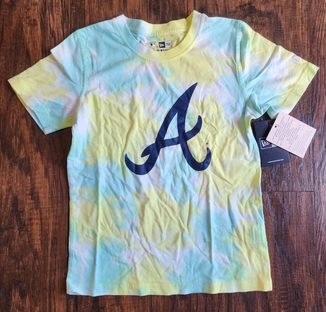 NEW ERA Atlanta Braves MLB Youth Tie Dye Crew Short Sleeve Logo Shirt,  M 8- NWT