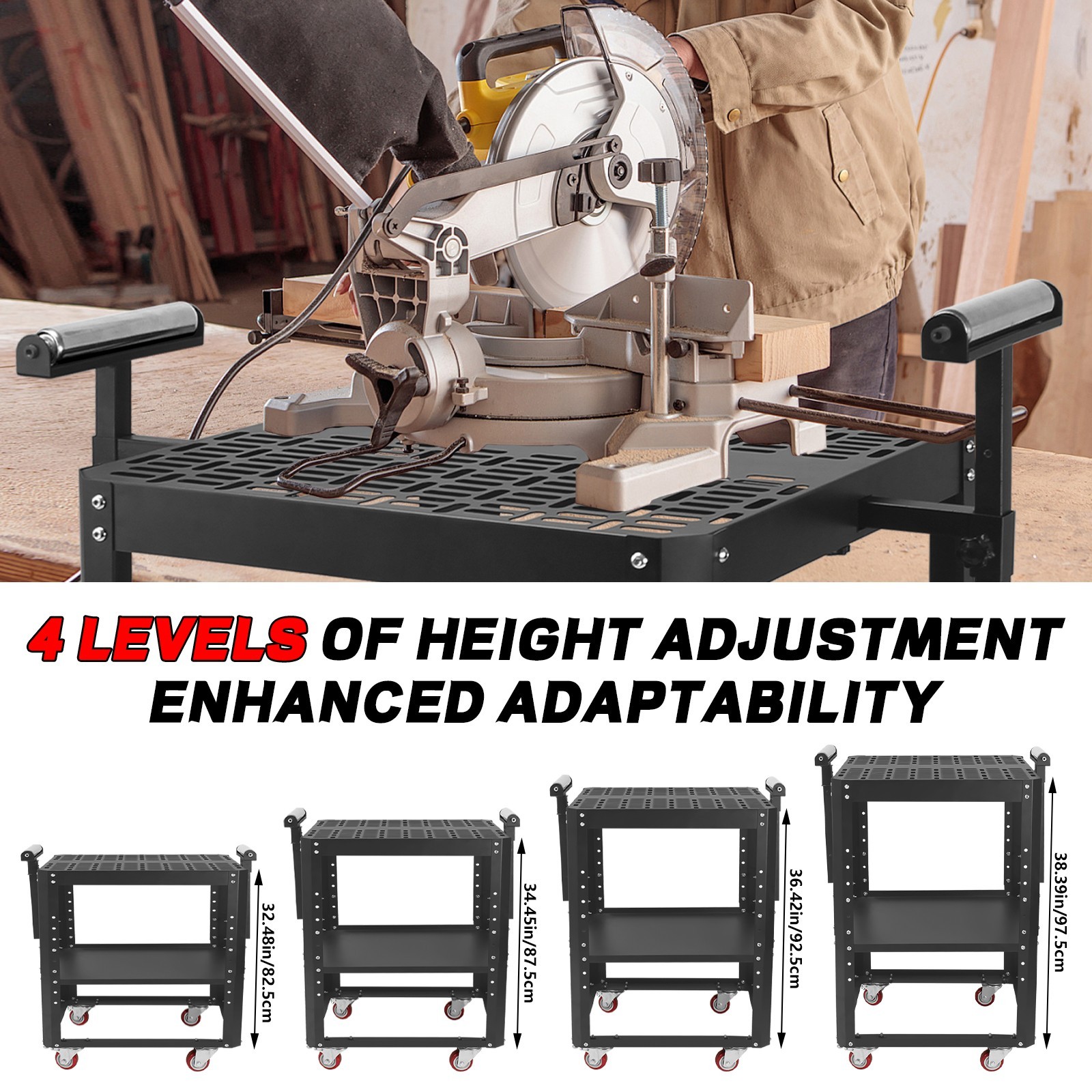 Height Adjustable Planer Stand with Wheels,Miter Saw Tool Stand With Rollers