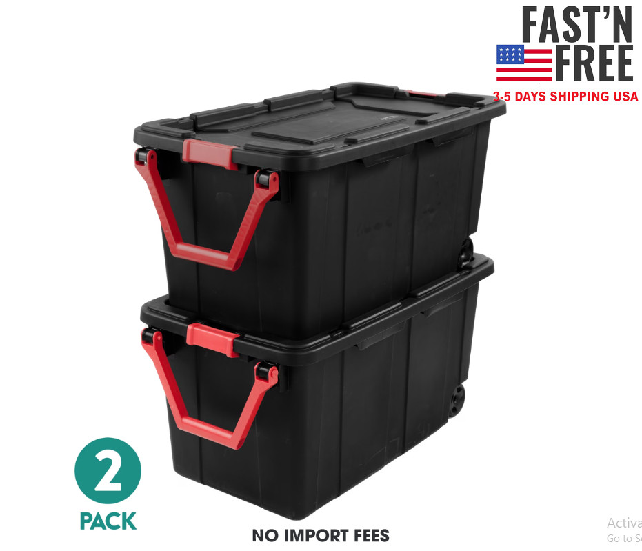 Sterilite Extra-Large Wheeled Industrial Storage Bin, 40 Gallon Durable Plastic