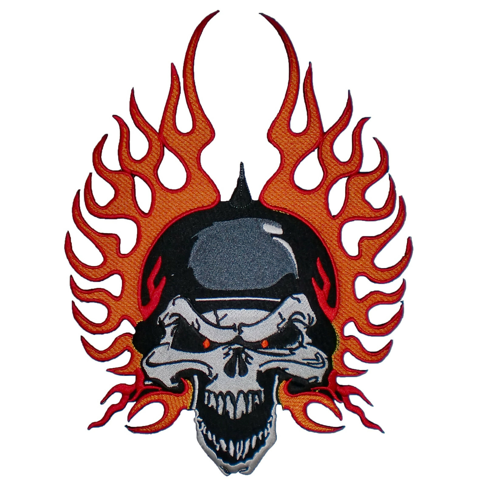 11" Skull Spike Helmet Flame Rocker Jacket Vest Biker Back Patch Ghost Rod Rider