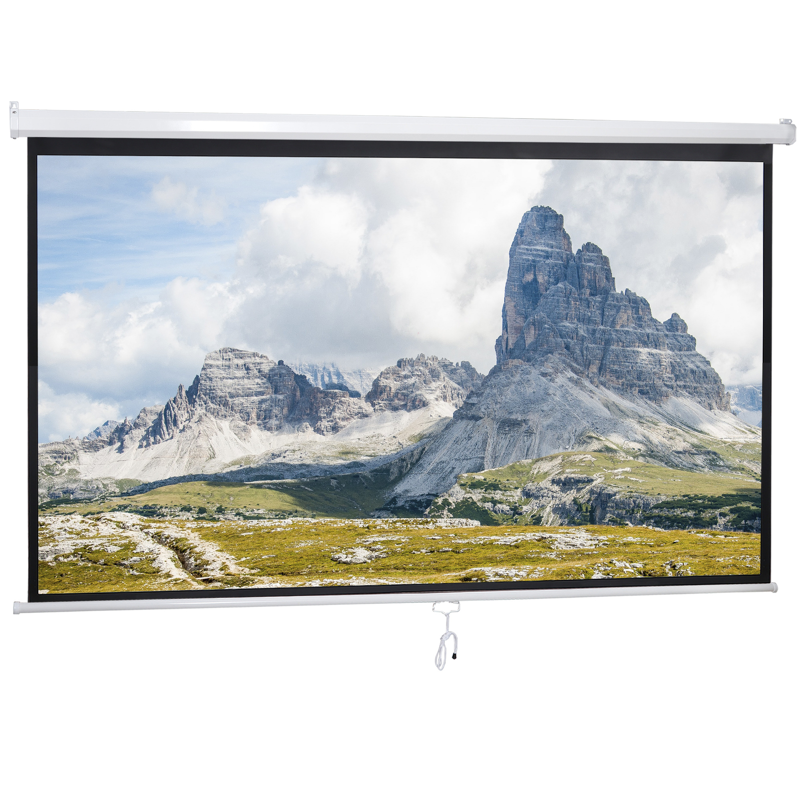 Projector Screen Pull Down 100" 16:9 HD Projection Screen Indoor Outdoor White