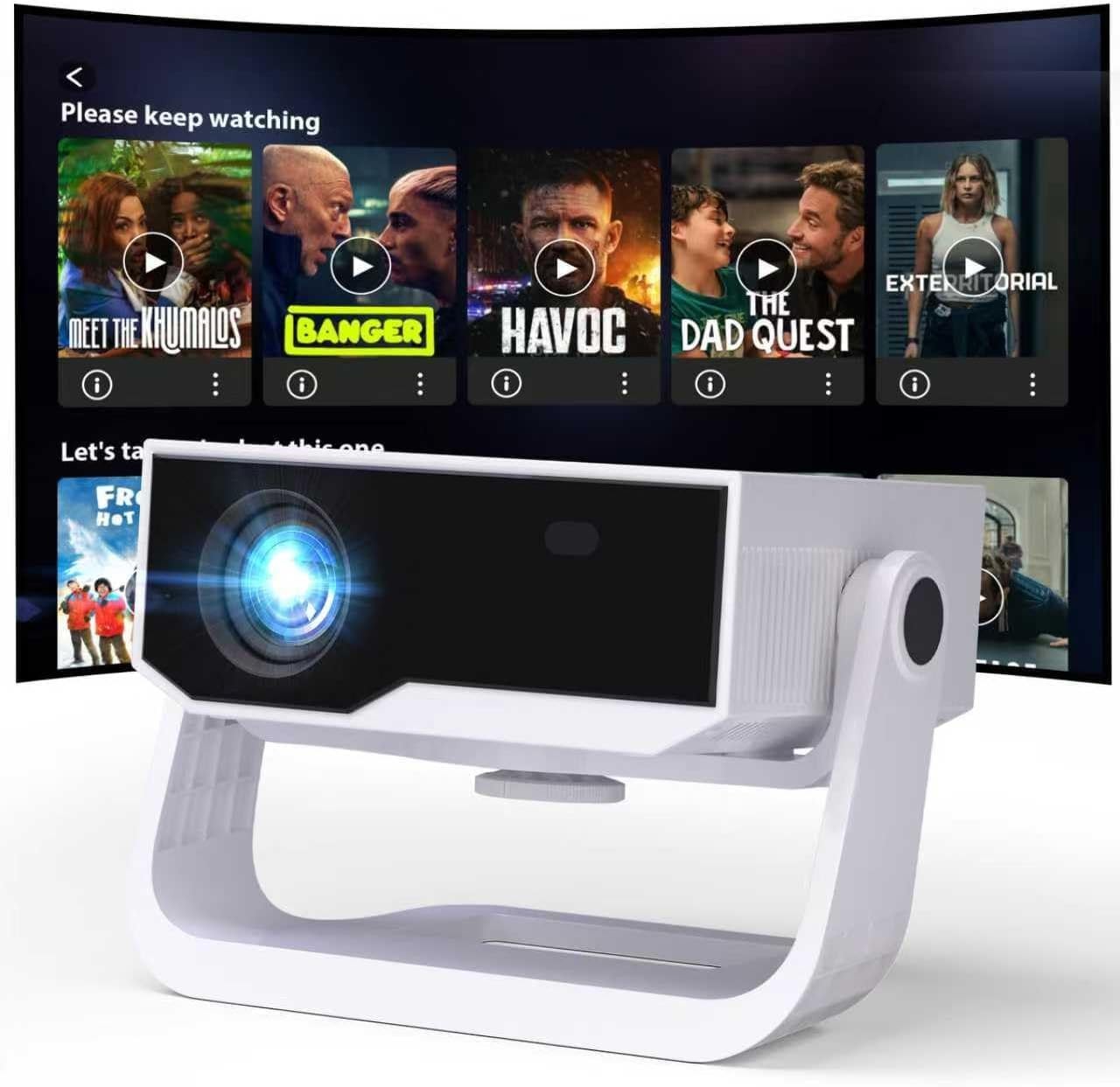Projector with WiFi and Bluetooth, 1000+ Apps Installed, Electronic Focus & A...