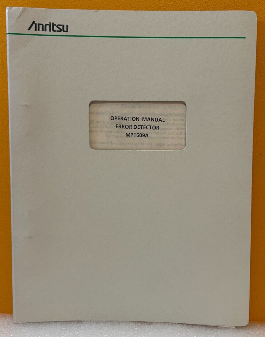 Anritsu MP1609A Error Detector Operation Manual.