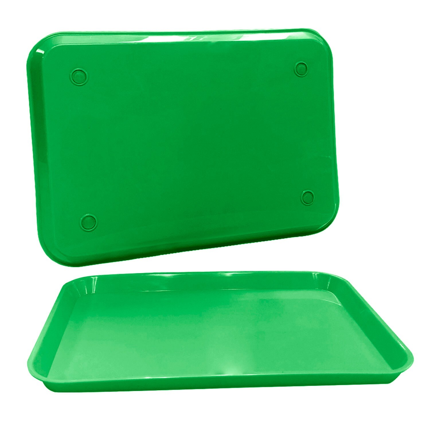 2 x Green Dental Plastic Instrument Tray, Size B Autoclavable 13.25" x 9.75"