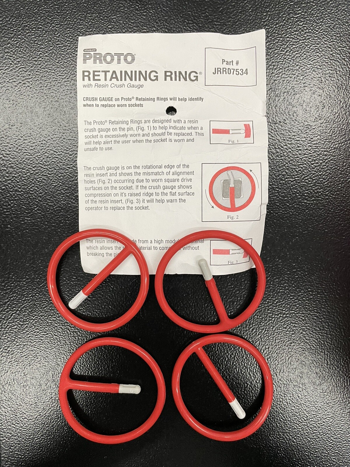 Lot Of 4 Proto JRR07534 3/4”SQ DR -2-1/8”ID Retaining Ring, Resin Crush Gauge