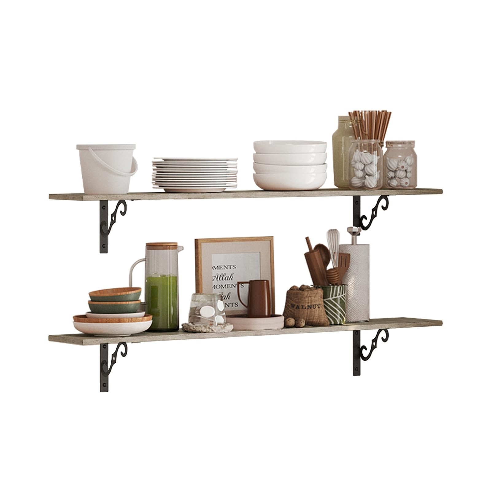 DINZI LVJ Long Wall Shelves, 23.6" Large Floating Shelves Set of 2, Farmhouse Di