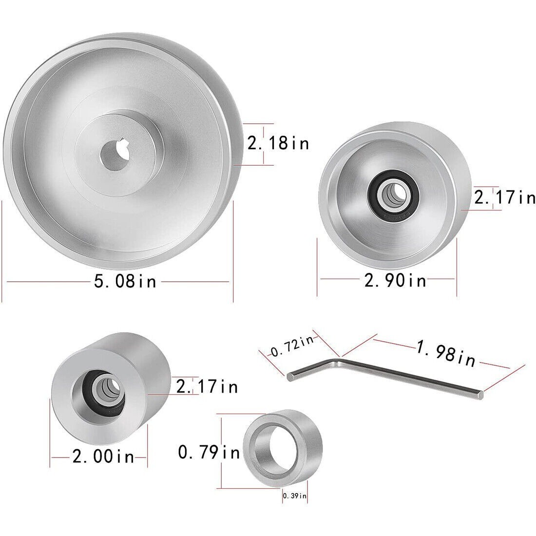 2" x 72" Belt Grinder Wheel Set Complete Wheel Kit or Knife Grinder 5" Drive