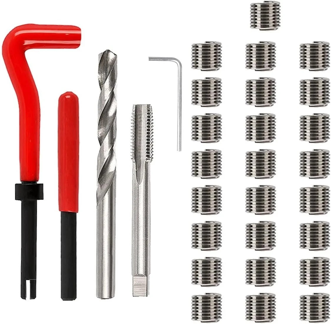 30PCS M6 x 1.0mm Thread Repair Insert Kit, Metric Helicoil Kit Compatible Hand T