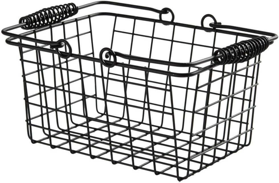 RBHB975 9" x 7" Black Rectangular Basket w/ Handles
