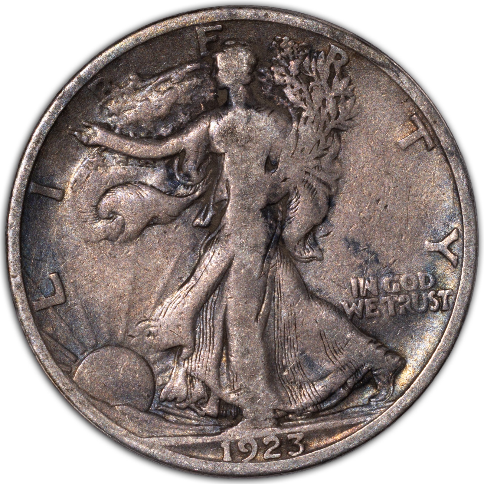 1923-S Very Fine Walking Liberty Silver Half Dollar 50c San Francisco F/VF+
