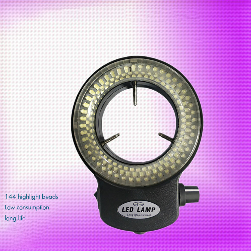 Adjustable 144 LED Bulbs Microscope Ring Light Illuminator Lamp US Plug #SH