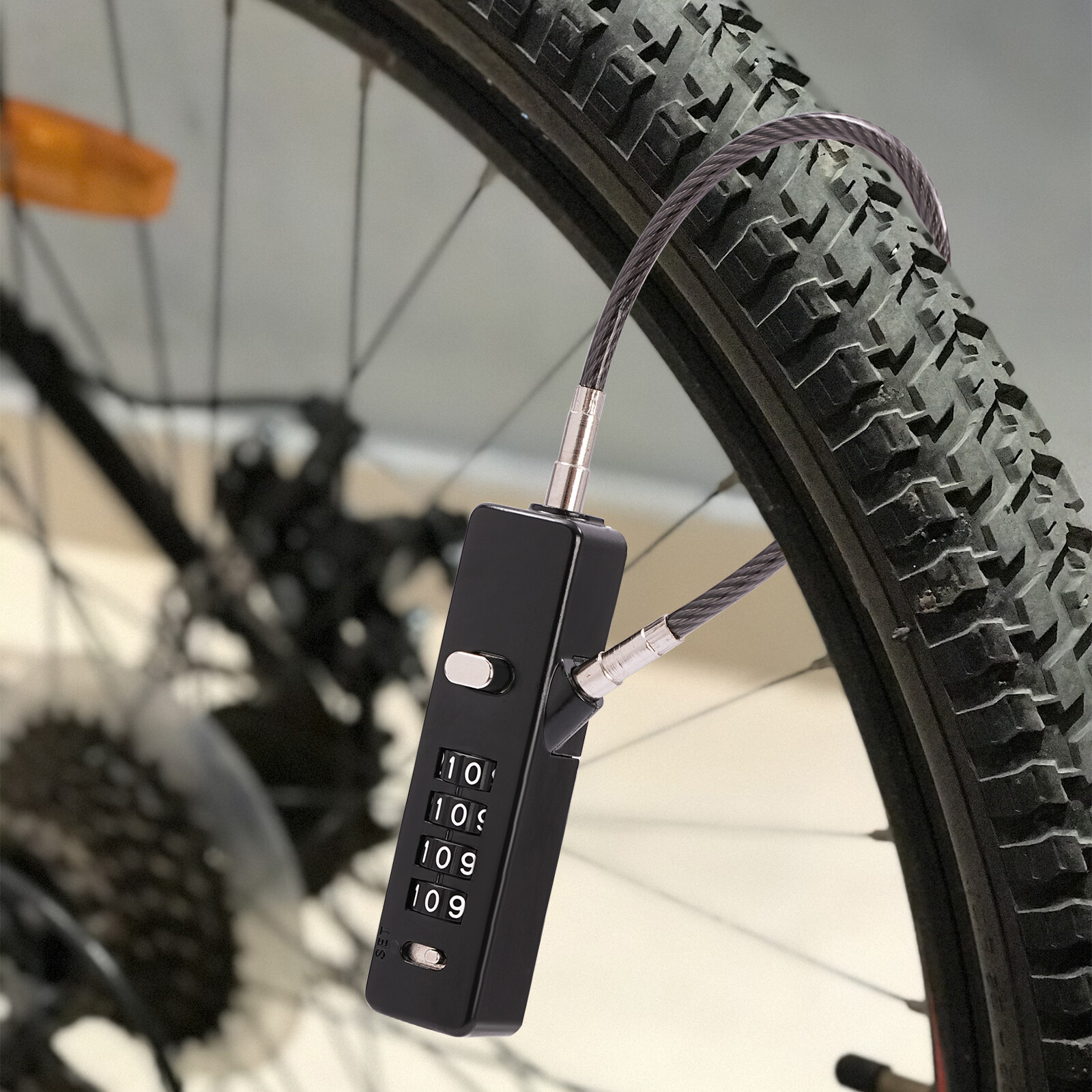 Black Cable Combination Lock 4 Digit Dial Lock with 3* Steel Cables 30/60/120cm
