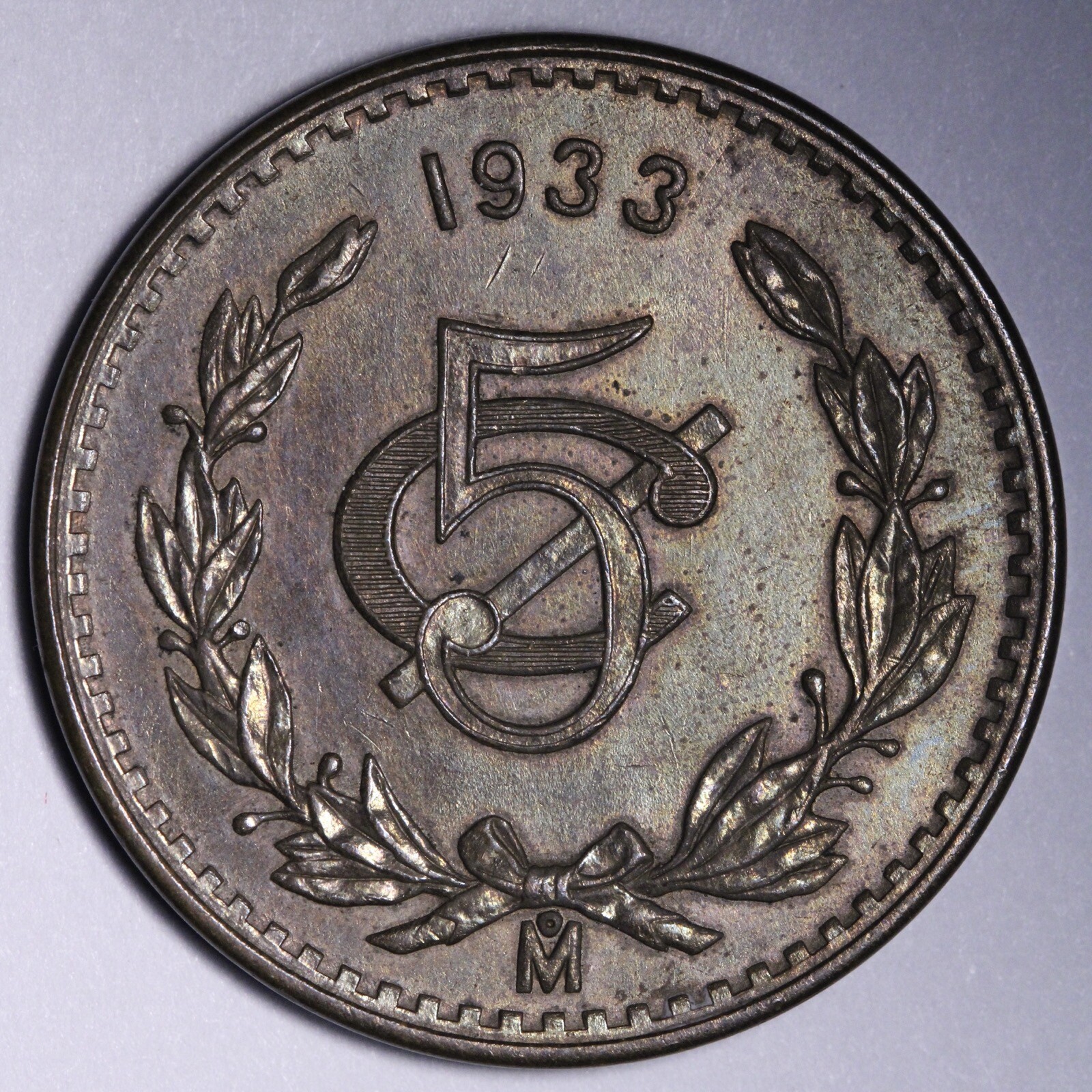 1933 Mexico 5 Centavos CHOICE BU *UNCIRCULATED* MS E365 ZCB
