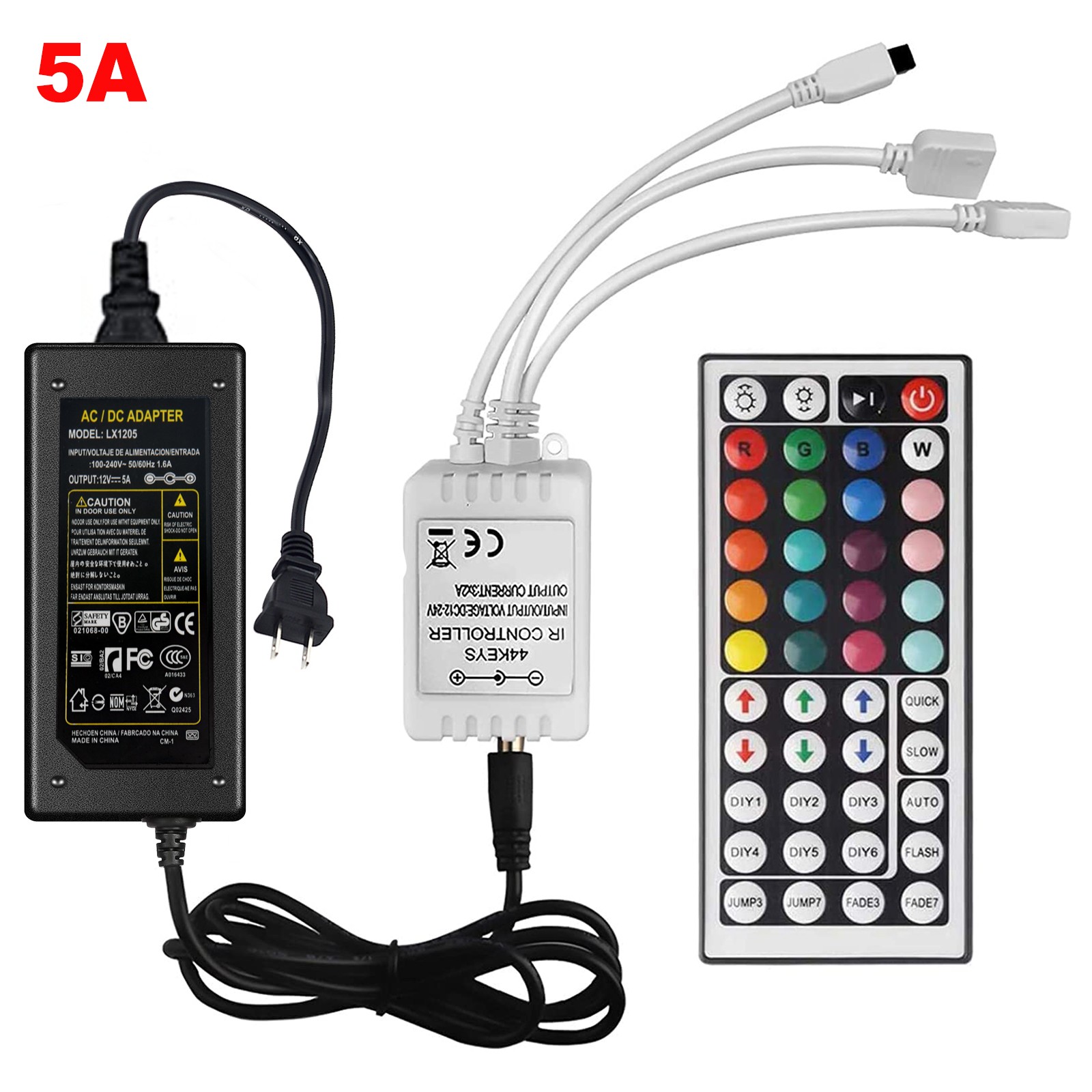 DC 12V Power Supply Adapter Transformer / 44Key IR Controller For Strip Light