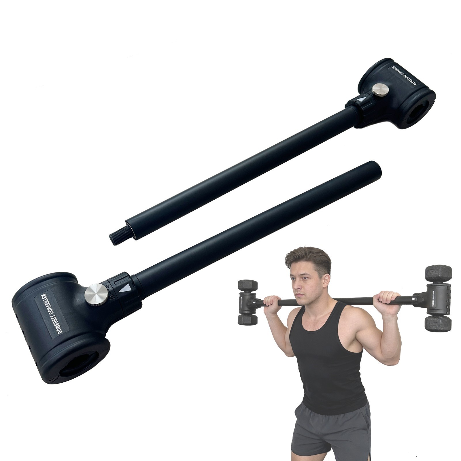 Upgrade Split Dumbbell Barbell Converter Bar Adjustable Capacitry Gym Strength