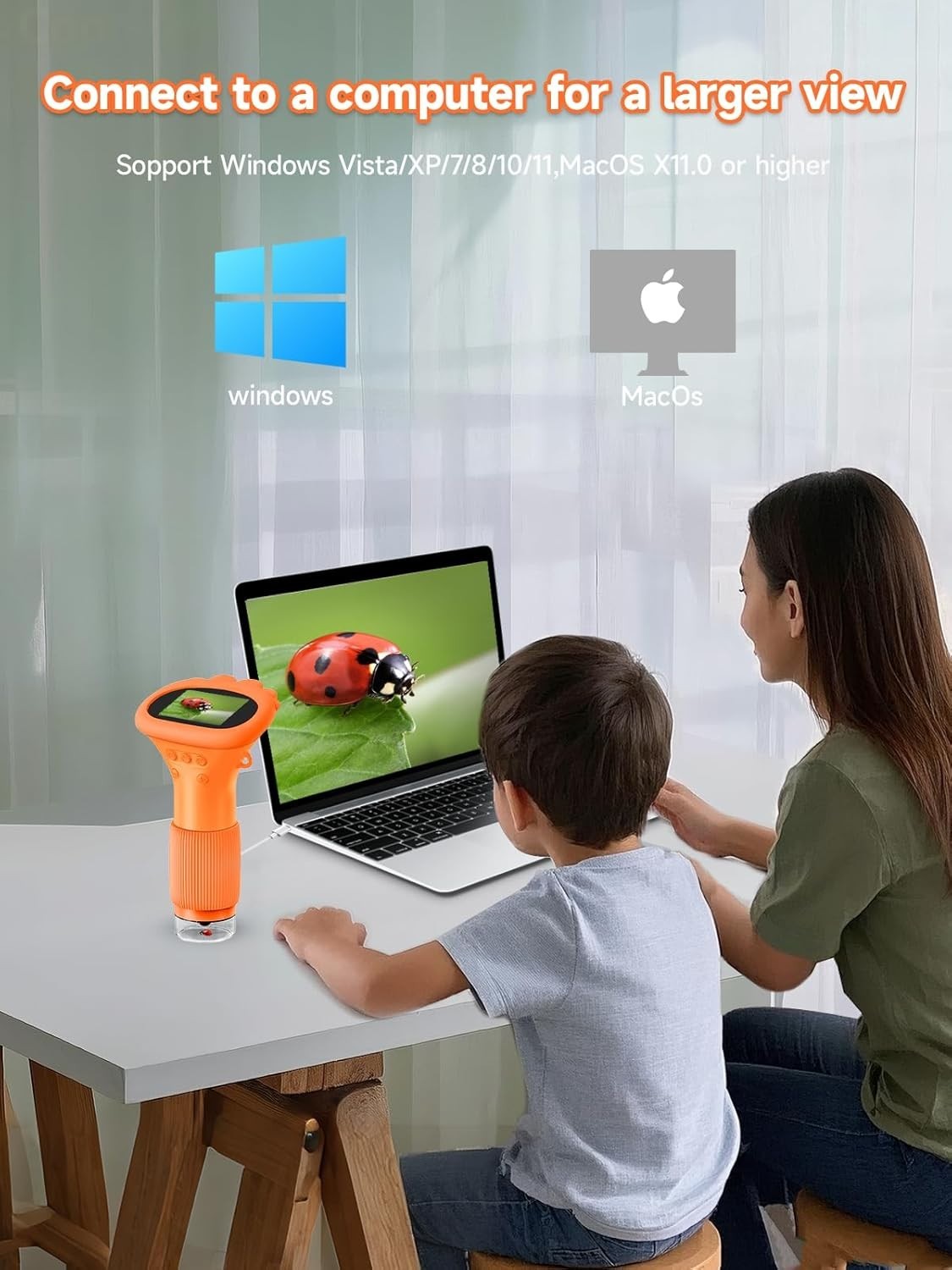 Educational Handheld Microscope with LED Lights - 1000X Magnification for Kids