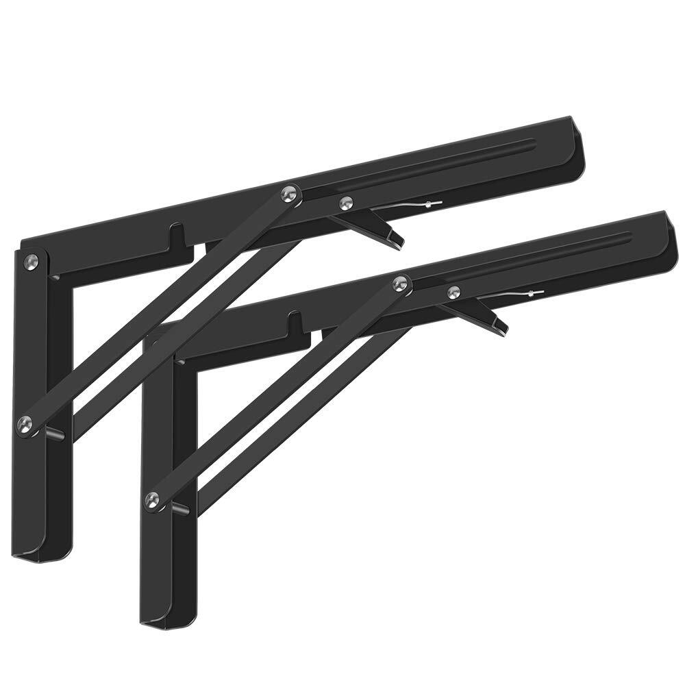 Folding Shelf Brackets 2 Pack,Heavy Duty Triangle Shelf Bracket for Bench Tab...