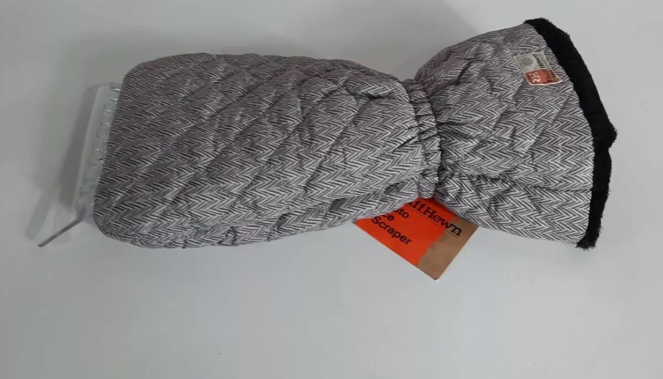 Ruff Hewn Auto Windshield Scraper Winter Ice  Black White Lined Mitten Glove