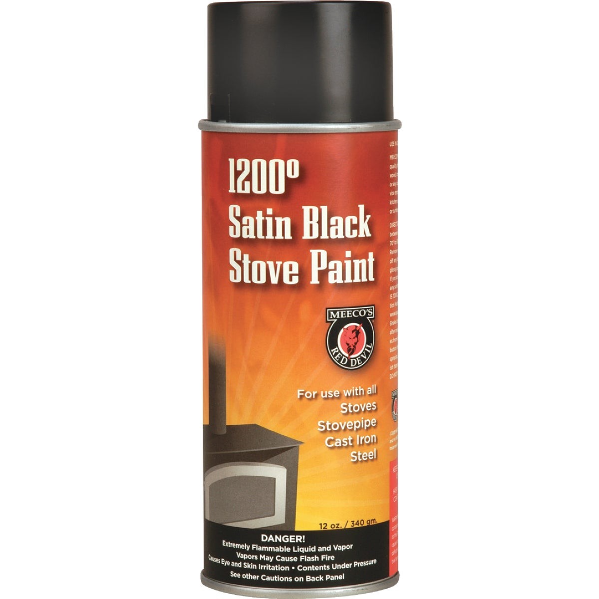 Meeco's Red Devil Black Satin 12 Oz. High Heat Spray Paint 405 Meeco's Red Devil