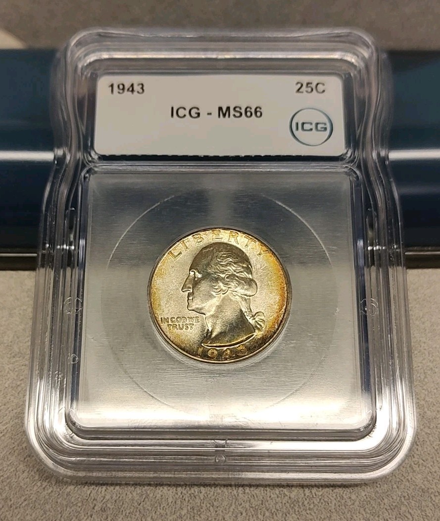 1943 P Washington Quarter MS66 Toner Alert ICG - 25c Silver Nice Rim Tone