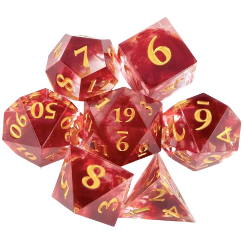 7pcs Red Metal Stylish Dice Set For Tabletop RPG/Card Games Comes Brand New