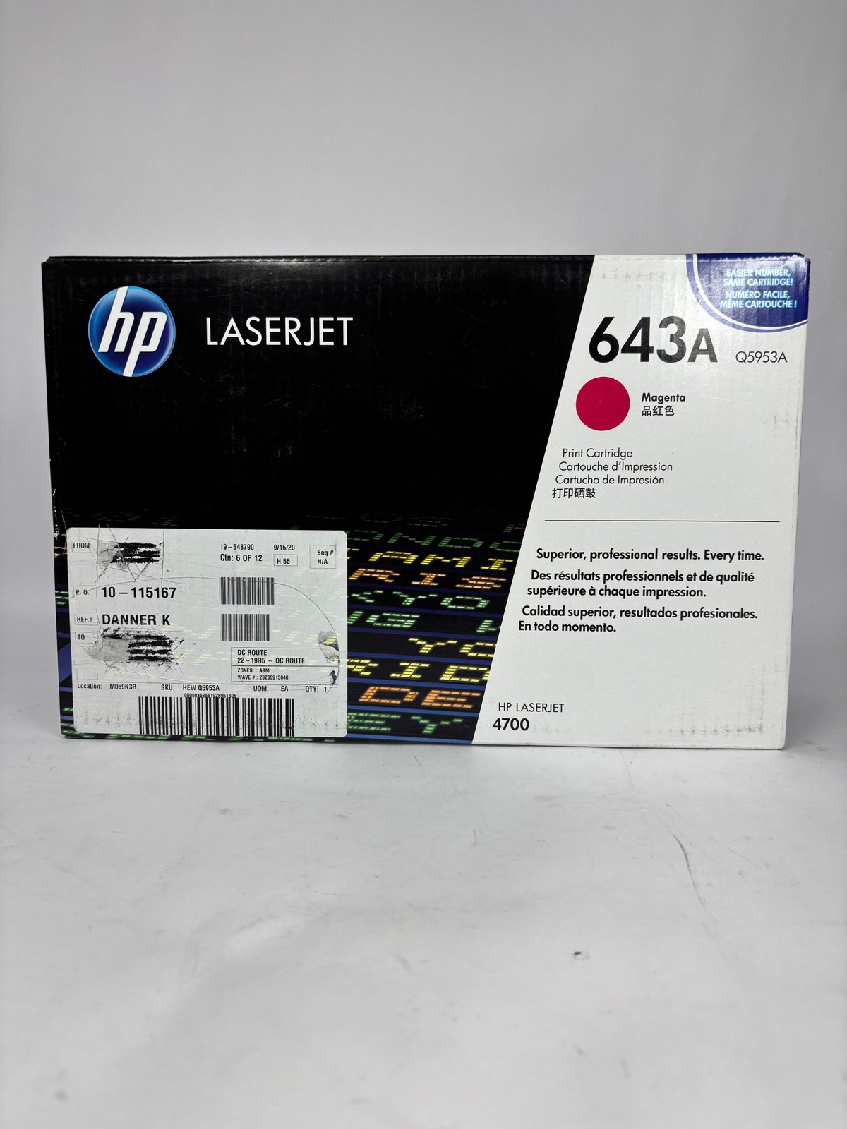 New HP 643A Magenta Original LaserJet Toner Cartridge 10,000 Pages Q5953A