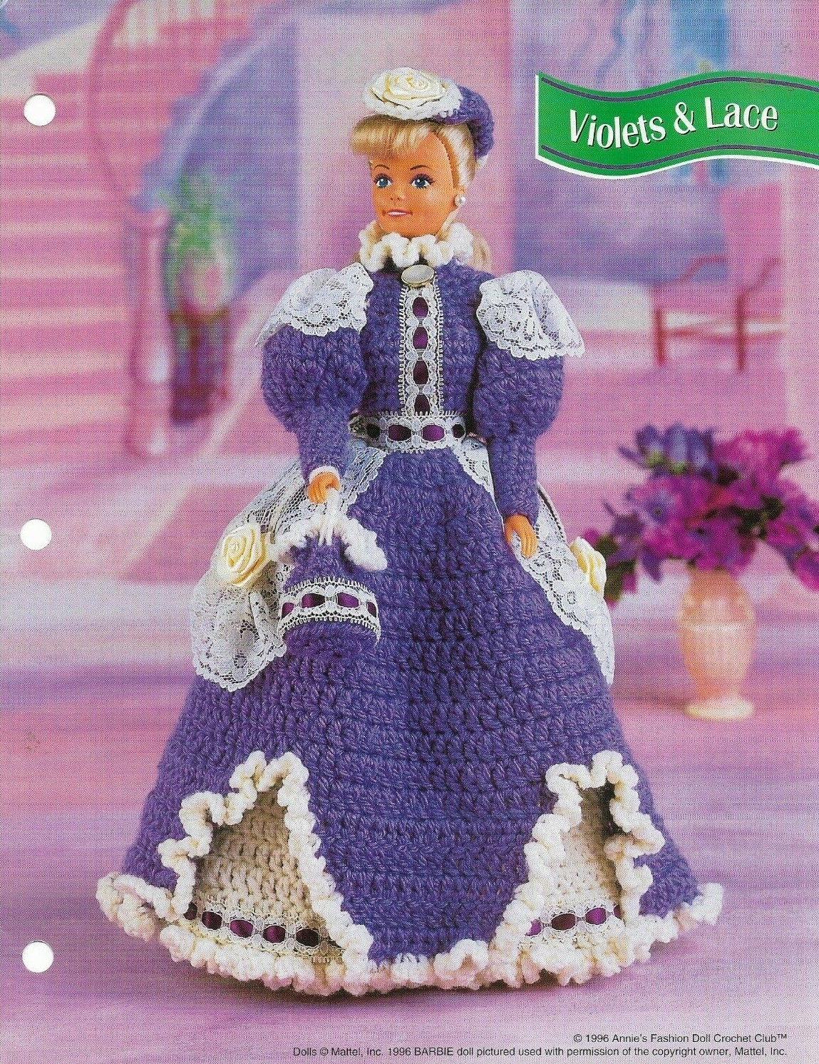 NEW VIOLETS & LACE DRESS FASHION DOLL ANNIE'S CROCHET PATTERN INSTRUCTIONS