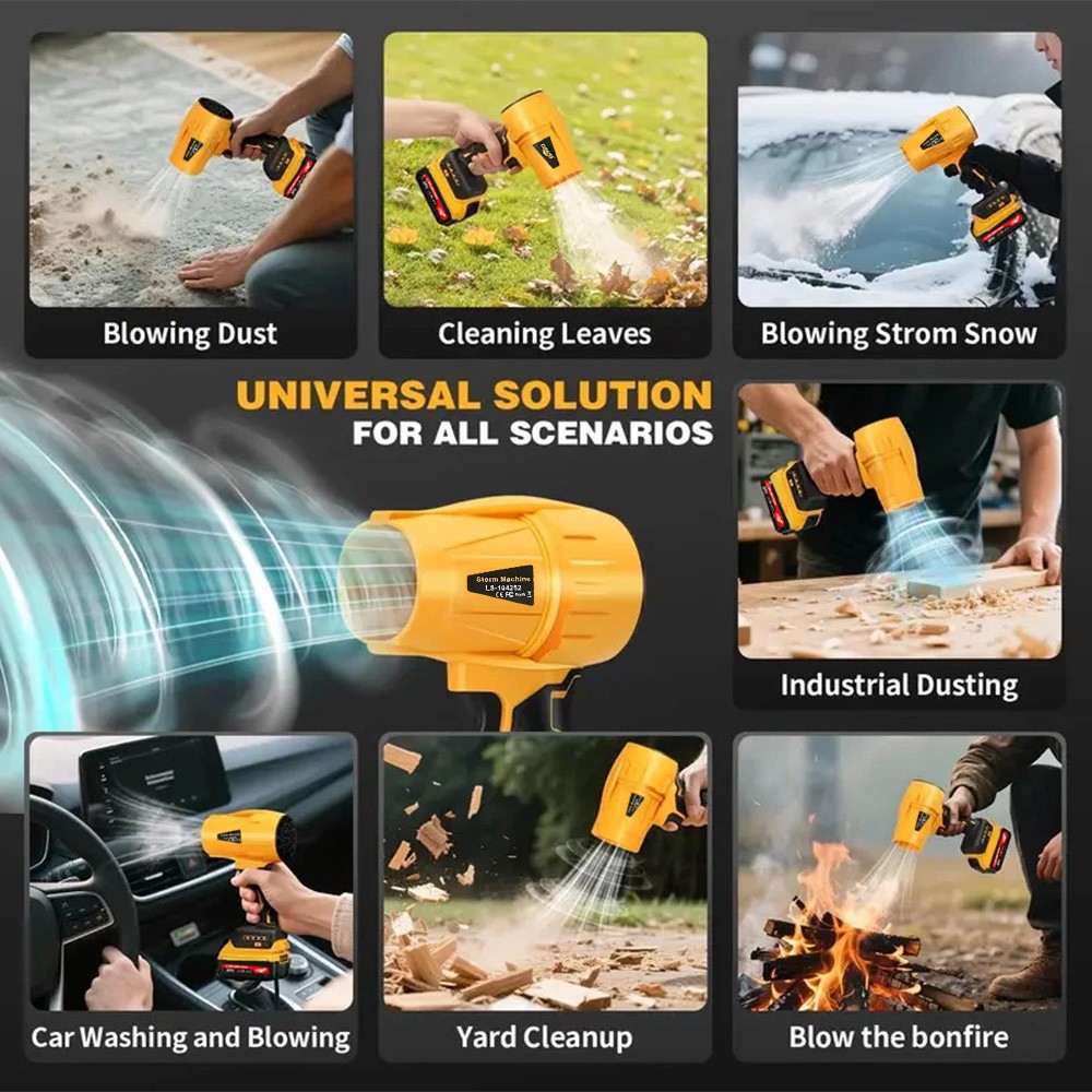 Cordless Handheld Turbo Blower Variable Speed Leaf Blower Nozzle w/ 2x Batteries