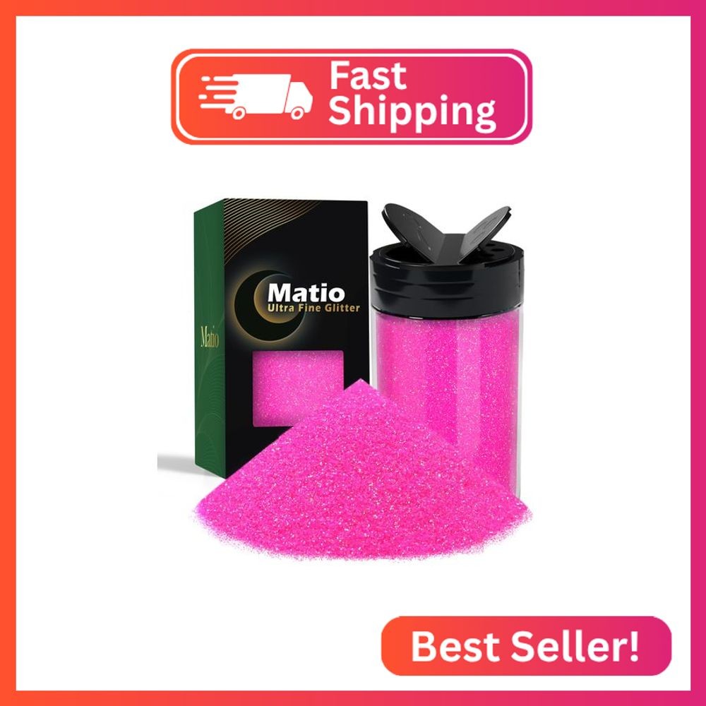 Matio Iridescent Ultra Fine Glitter Powder, 7.8oz/ 220g Vibrant Pink Craft Resin