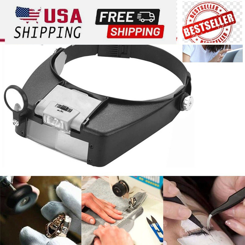 Jewelers Head Headband Magnifier Illuminated Visor Magnifying LED Glasses Loupe