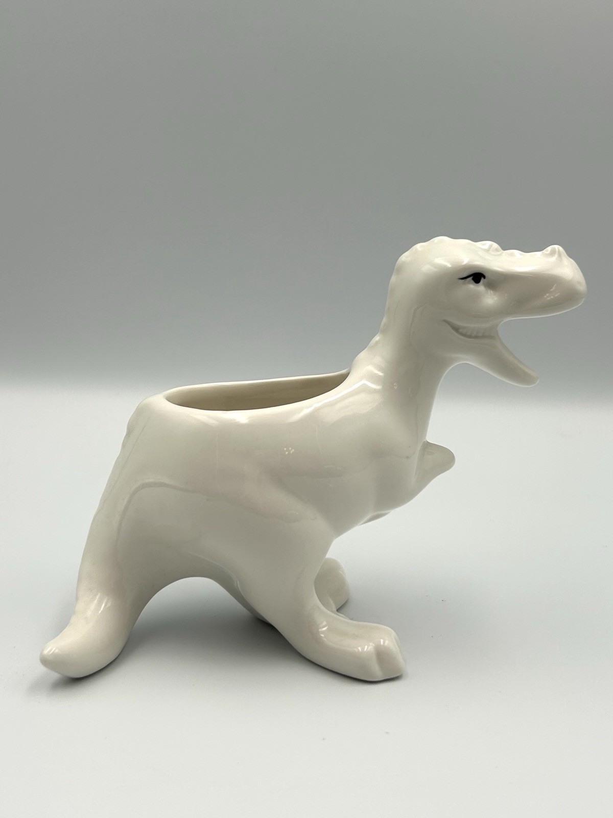 Small Dinosaur T-Rex Succulent Planter White Ceramic