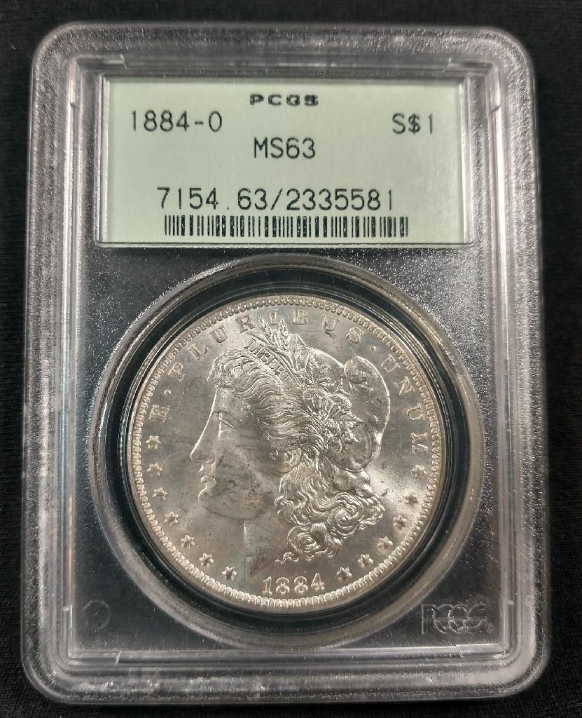 1884-O MORGAN SILVER DOLLAR - PCGS MS63
