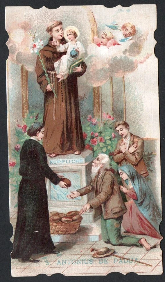 Holy card antique de San Antonio de Padua santino image pieuse estampa