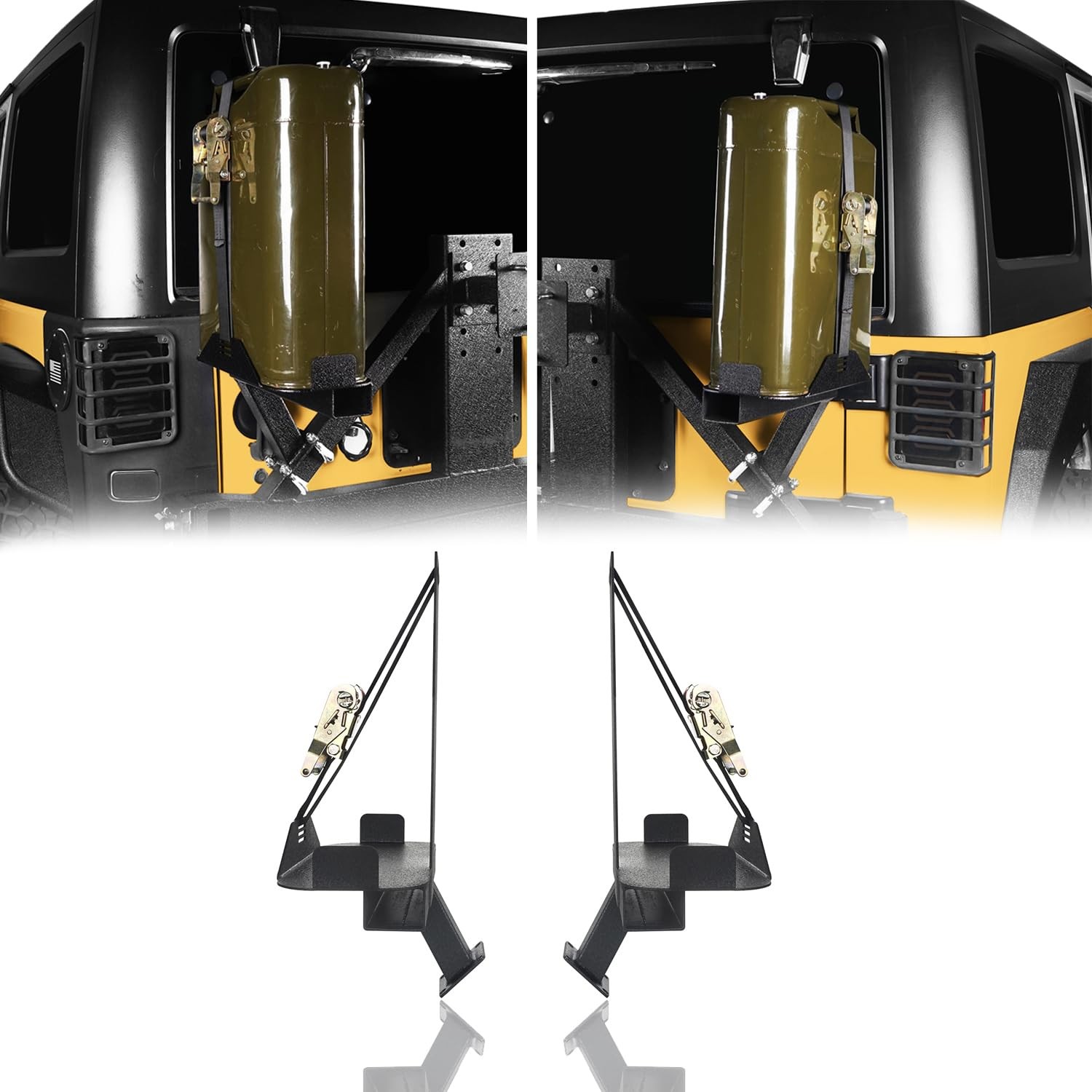 5.3 Gallon Jerry Can Holders Set of 2 for Jeep Wrangler JK Tire Carrier 07-18