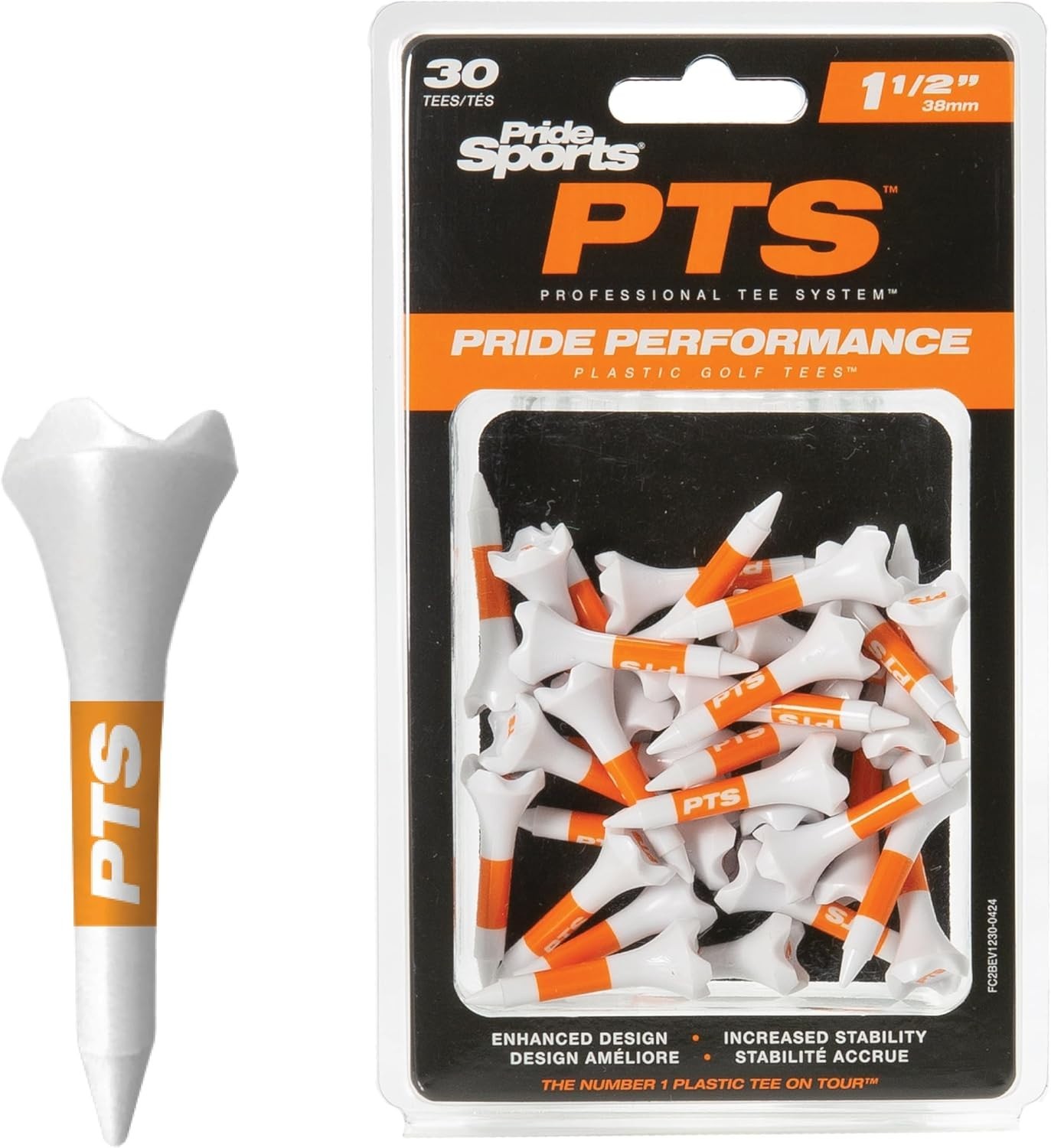 Pridesports PTS Plastic Golf Tees | 30 Count, 1-1/2 Inch | #1 Plastic Tee on Tou