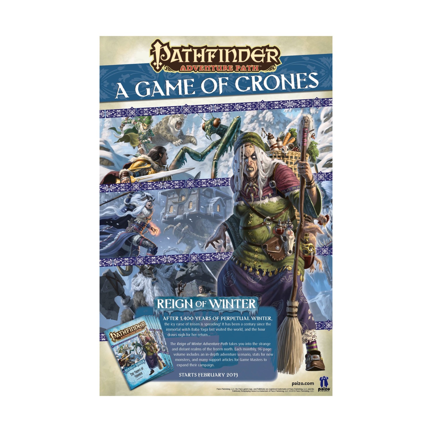 Paizo Pathfinder Reign of Winter Promo Poster - Game of Crones Bag VG+