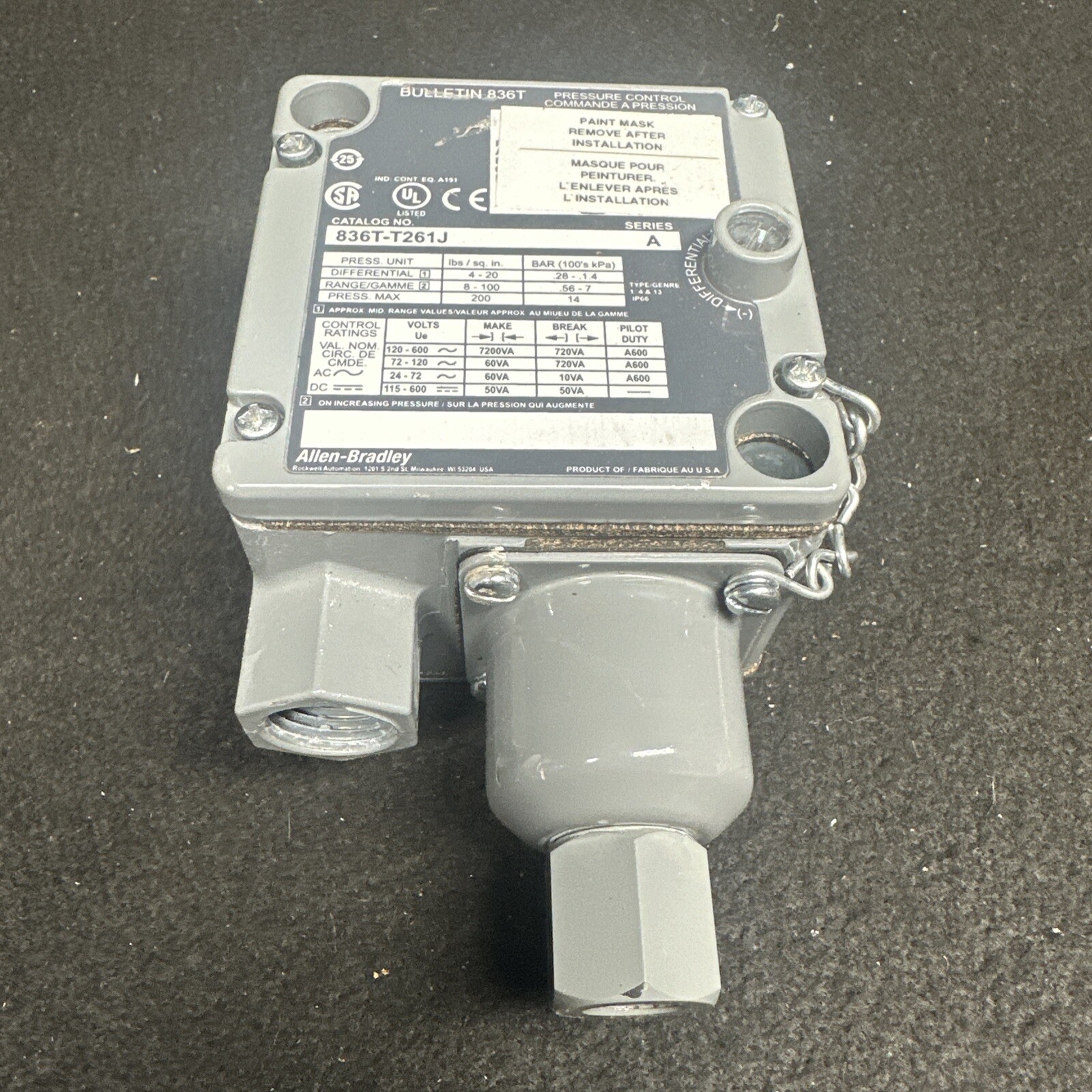 Allen-Bradley 836T-T261J Pressure Control Switch (st1122)