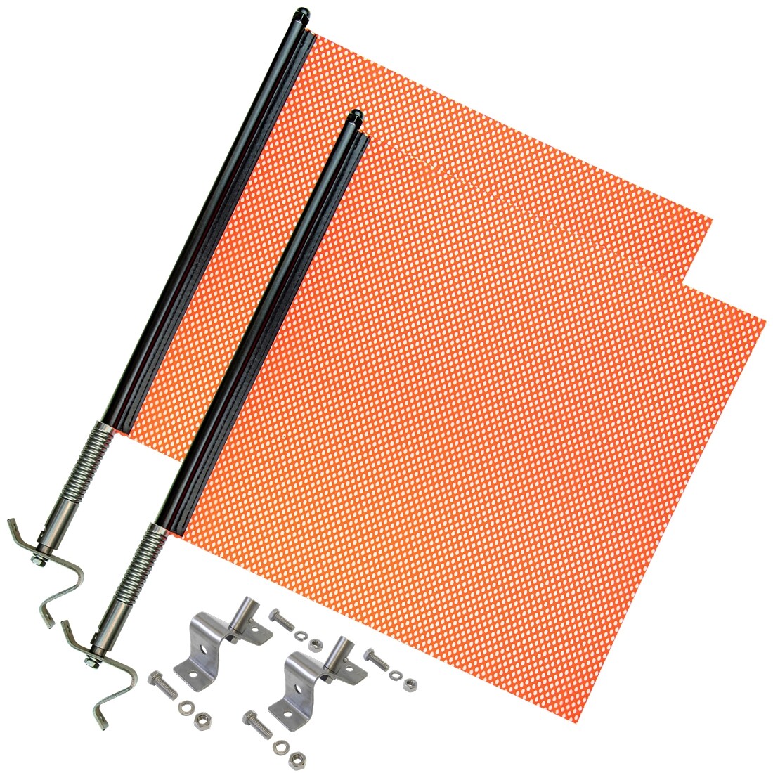 VULCAN Spring Warning Flag Kit - Universal Mounting Bracket - 18", 2 Pack - Mesh